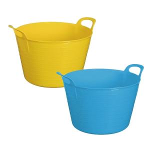 Latchini Large Flexi Tub with Handles Set of 2 Garden Tubtrugs | Multi Use Outdoor Garden Harvest Basket Storage & Bucket Ideal for Yard Gardening