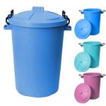 Latchini 50L Litre Outdoor Bin Large Heavy-Duty Weather Resistant and Food Grade Plastic Dustbin Trash Can Garbage Bin with 2 Clip Locking Lid for Indoor & Outdoor Storage